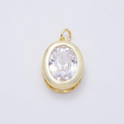 16K Gold Filled 23mm Clear, Turquoise Oval Bezel Charm | Charms-01100  Charms-01101