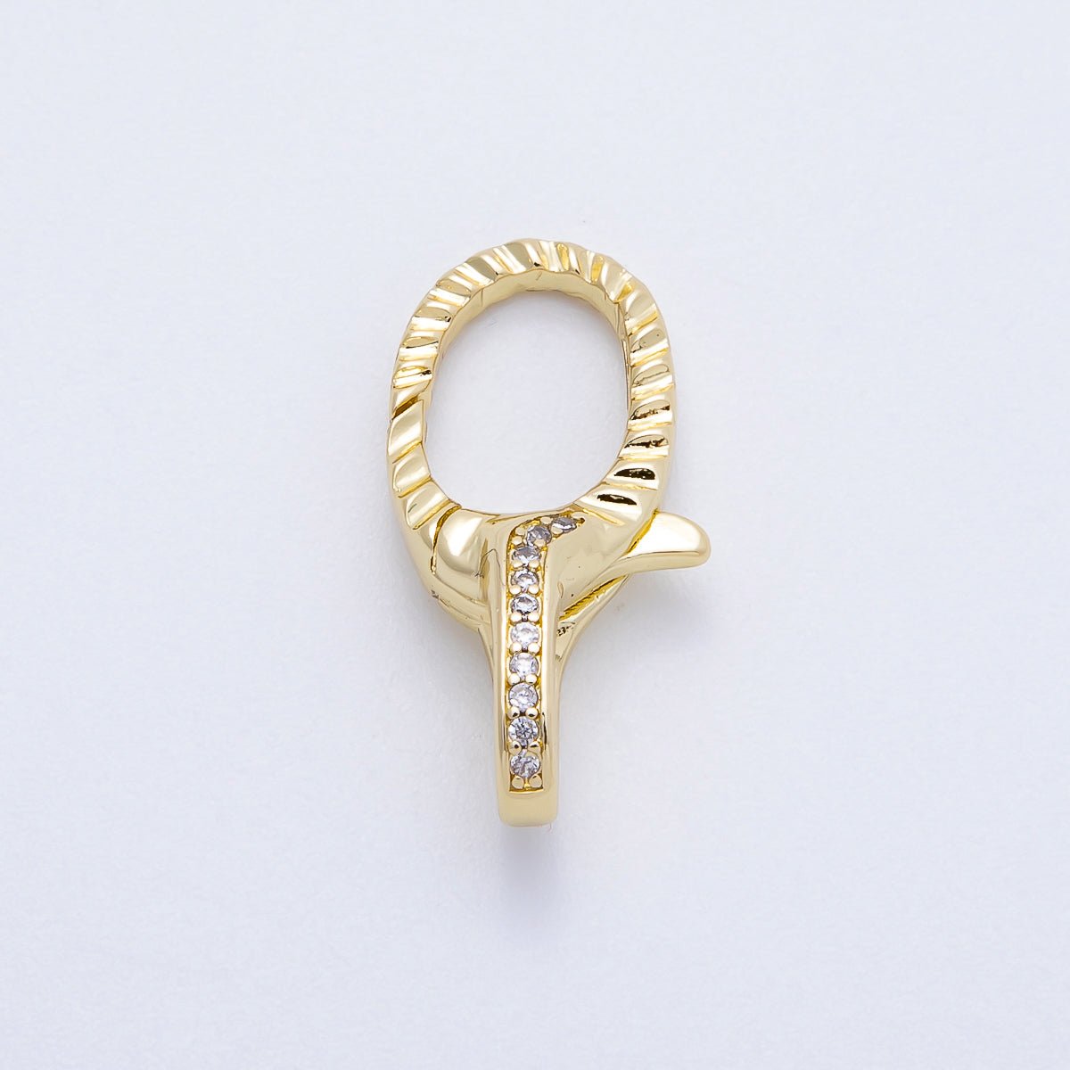 16K Gold Filled 23mm Micro Paved CZ Textured Lobster Claw Clasps in Silver &amp; Gold | Findings-00160 Findings-00163