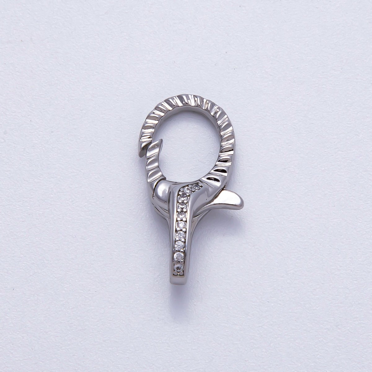 16K Gold Filled 23mm Micro Paved CZ Textured Lobster Claw Clasps in Silver &amp; Gold | Findings-00160 Findings-00163