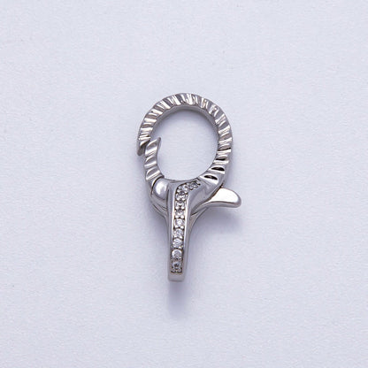 16K Gold Filled 23mm Micro Paved CZ Textured Lobster Claw Clasps in Silver &amp; Gold | Findings-00160 Findings-00163