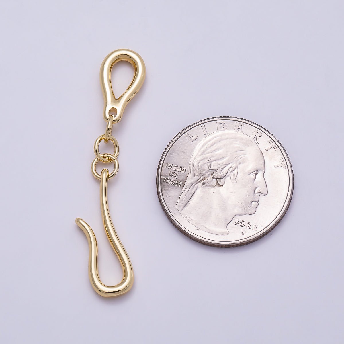 16K Gold Filled 23mm Minimalist Hook Closure Findings | Findings-00170