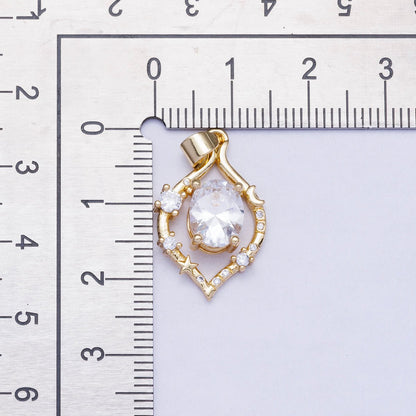 16K Gold Filled 23mm Clear CZ Gradient CZ Celestial Star Moon Open Bezel Pendant | Charms-00481