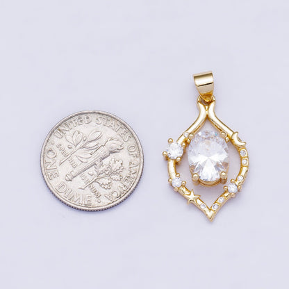 16K Gold Filled 23mm Clear CZ Gradient CZ Celestial Star Moon Open Bezel Pendant | Charms-00481