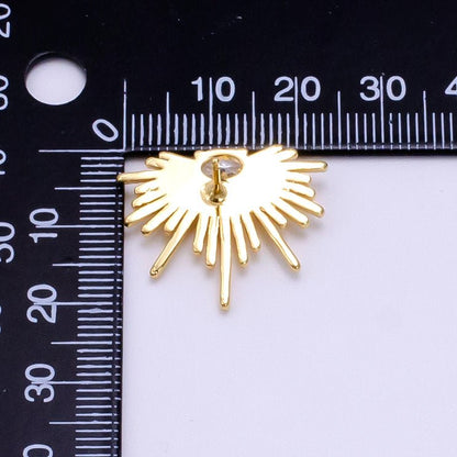 16K Gold Filled 24mm Clear Oval CZ Geometric Sunburst Drop Stud Earrings | Clearance