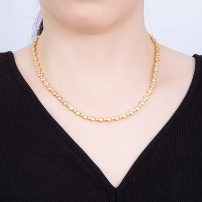 16K Gold Filled 2.5mm 5mm Clear Round Bezel Tennis Chain 16.5 Inch Adjustable Necklace | WA-04269