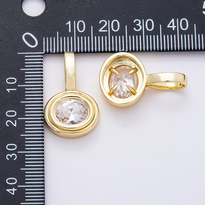 16K Gold Filled 25mm Clear CZ Round Bezel Solitaire Pendant | Charms-00813