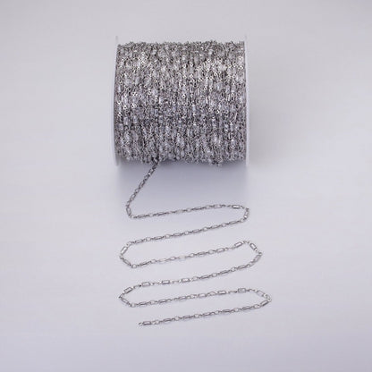 16K Gold Filled 2.5mm CZ Clear Baguette Cable Link Designed Unfinished Chain in Gold &amp; Silver | ROLL-1340 ROLL-1375 Clearance Pricing