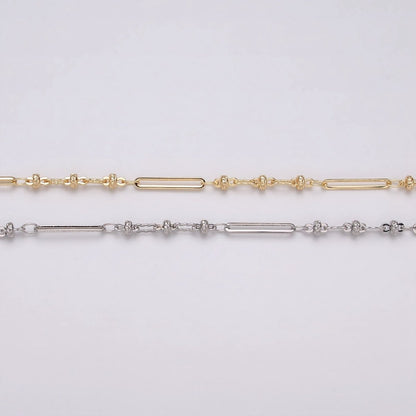16K Gold Filled 2.5mm Designed Triple Satellite Rhondele Paperclip Link Unfinished Chain in Gold &amp; Silver | ROLL-1331 ROLL-1332 Clearance Pricing