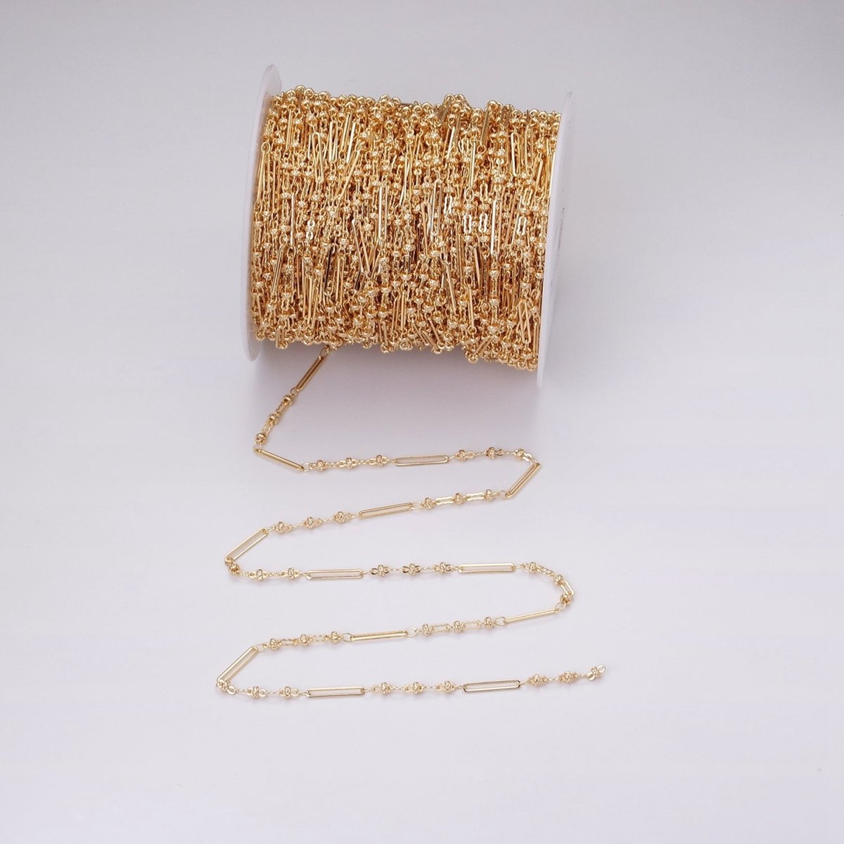16K Gold Filled 2.5mm Designed Triple Satellite Rhondele Paperclip Link Unfinished Chain in Gold &amp; Silver | ROLL-1331 ROLL-1332 Clearance Pricing