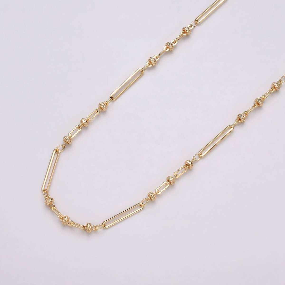 16K Gold Filled 2.5mm Designed Triple Satellite Rhondele Paperclip Link Unfinished Chain in Gold &amp; Silver | ROLL-1331 ROLL-1332 Clearance Pricing