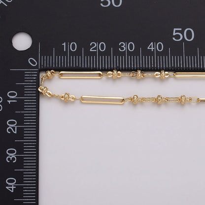 16K Gold Filled 2.5mm Designed Triple Satellite Rhondele Paperclip Link Unfinished Chain in Gold &amp; Silver | ROLL-1331 ROLL-1332 Clearance Pricing