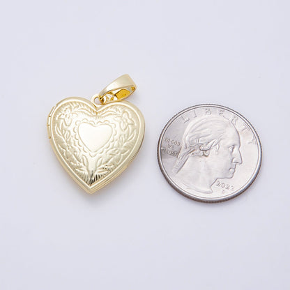 16K Gold Filled 25mm Engraved Heart Locket Pendant | Charms-01097