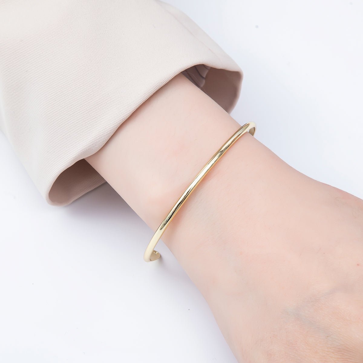 16K Gold Filled 2.5mm Minimalist Tube Half Cuff Bracelet Finding for Bangle Supply| WA-04459