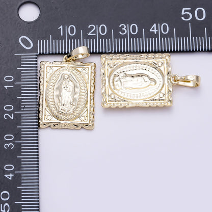 16K Gold Filled 25mm Mother Mary Religious Rectangular Tag Pendant | Charms-01404