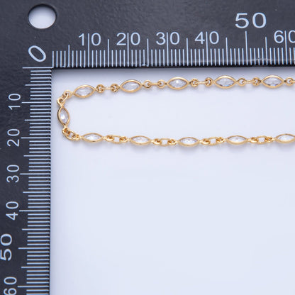 16K Gold Filled 2.5mm Multifaceted Clear Sphere Gemstone Unfinished Chain by Yard | Roll-1582