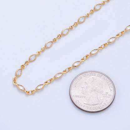 16K Gold Filled 2.5mm Multifaceted Clear Sphere Gemstone Unfinished Chain by Yard | Roll-1582