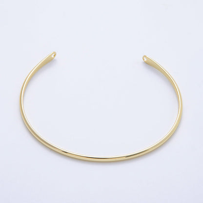 16K Gold Filled 2.5mm Minimalist Tube Half Cuff Bracelet Finding for Bangle Supply| WA-04459