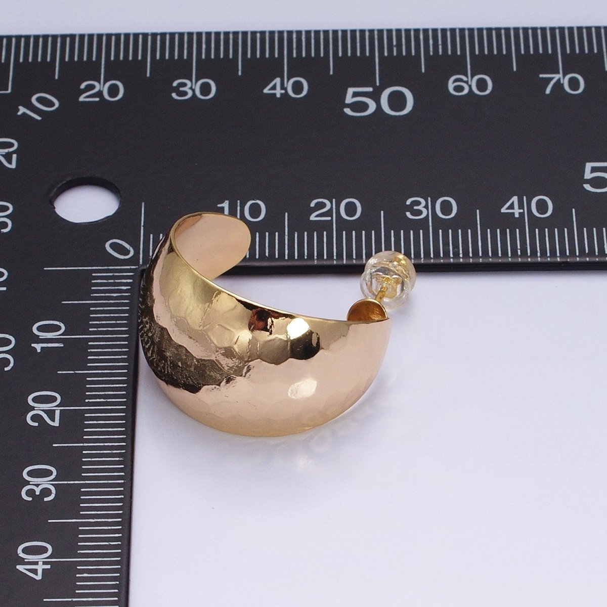 16K Gold Filled 25mm Round Multifaceted Wide Dome C-Shaped Hoop Earrings in Gold &amp; Silver | AE023 AE024