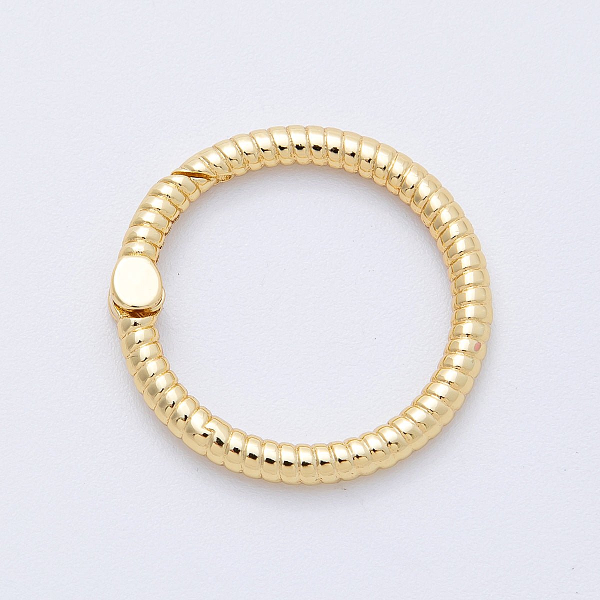16K Gold Filled 25mm Round Ribbed Croissant Push Gate Clasps Findings | Findings-00032