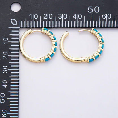16K Gold Filled 25mm Turquoise Gemstone Hoop Earrings | Earrings-00379