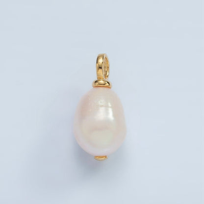 16K Gold Filled 25mm White Ringed Freshwater Pearl Pendant | P1865