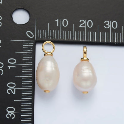 16K Gold Filled 25mm White Ringed Freshwater Pearl Pendant | P1865
