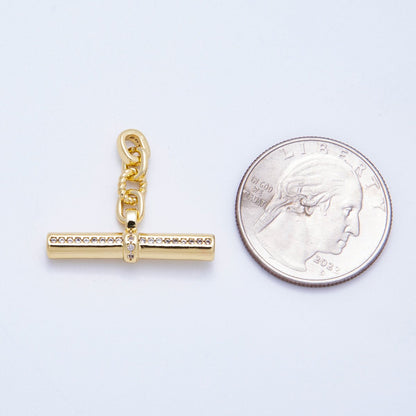 16K Gold Filled 26mm Micro Paved CZ  Twisted Rope Tube Bar Pendant | Findings-00047