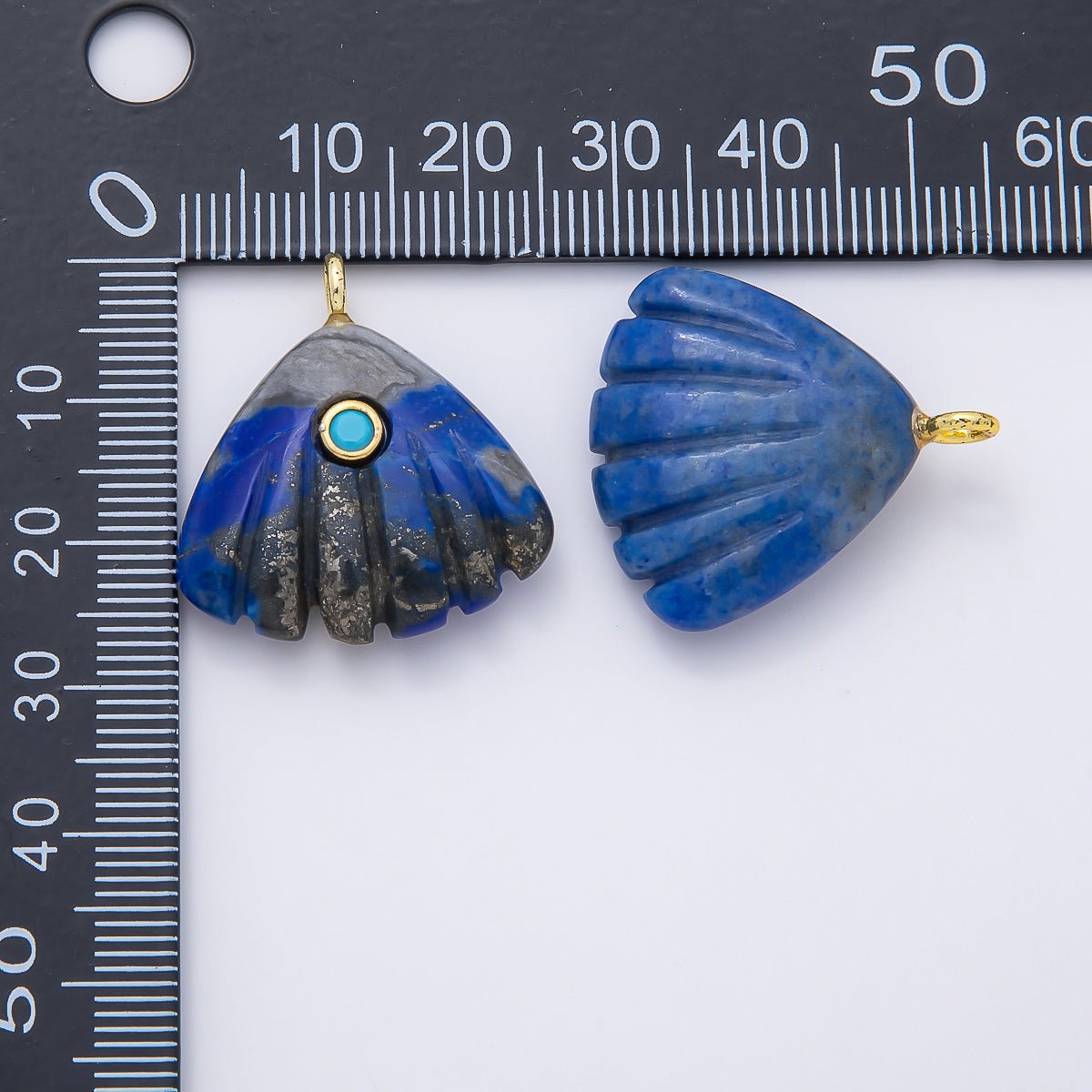 16K Gold Filled 27mm Multicolor CZ Embedded Gemstone Scallop Sea Shell Pendant | Charms-01047 ~ Charms-01052