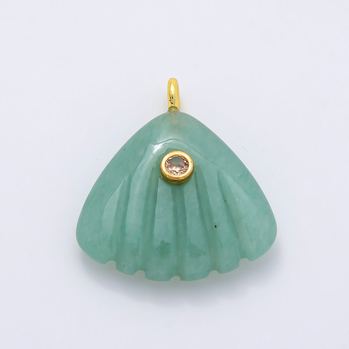 16K Gold Filled 27mm Multicolor CZ Embedded Gemstone Scallop Sea Shell Pendant | Charms-01047 ~ Charms-01052