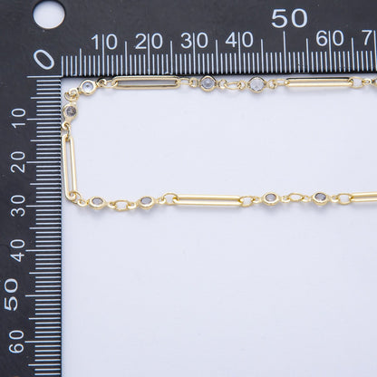 16K Gold Filled 2.8mm Clear CZ Round Paperclip Unfinished Chain by Yard | Roll-01842
