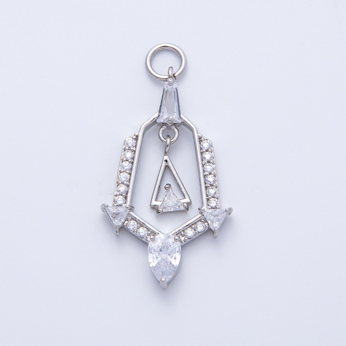 16K Gold Filled 28mm Micro Paved CZ Geometric Charm in Gold &amp; Silver | Charms-00372 Charms-00373