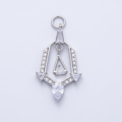 16K Gold Filled 28mm Micro Paved CZ Geometric Charm in Gold &amp; Silver | Charms-00372 Charms-00373