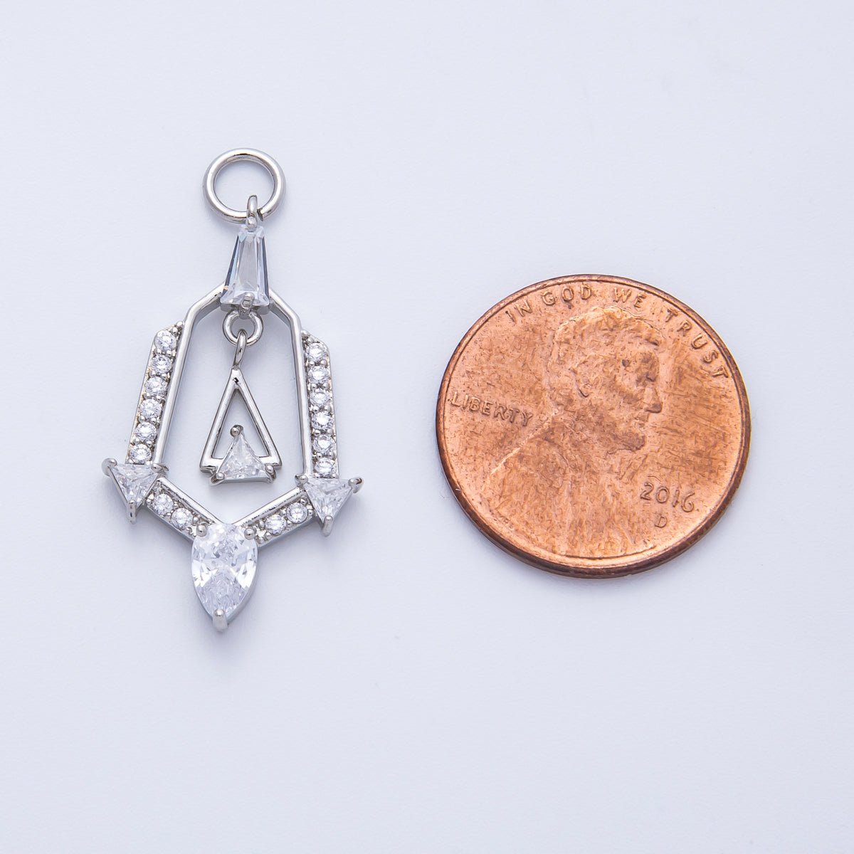 16K Gold Filled 28mm Micro Paved CZ Geometric Charm in Gold &amp; Silver | Charms-00372 Charms-00373