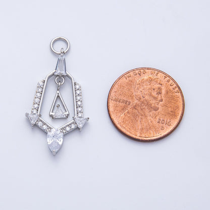 16K Gold Filled 28mm Micro Paved CZ Geometric Charm in Gold &amp; Silver | Charms-00372 Charms-00373