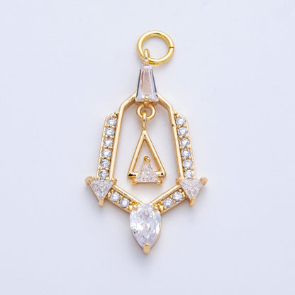 16K Gold Filled 28mm Micro Paved CZ Geometric Charm in Gold &amp; Silver | Charms-00372 Charms-00373