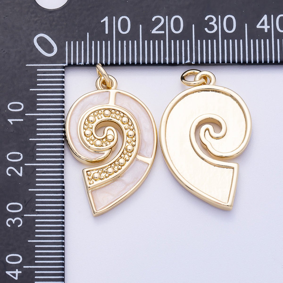 16K Gold Filled 28mm Micro Paved CZ Shell Pearl Conch Sea Shell Charm | Charms-00497