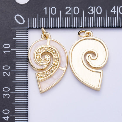16K Gold Filled 28mm Micro Paved CZ Shell Pearl Conch Sea Shell Charm | Charms-00497