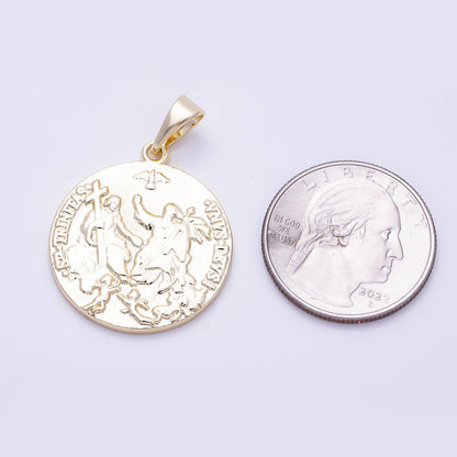 16K Gold Filled 28mm Minimalist Holy Trinity Religious Double Sided Round Pendant | Charms-01471