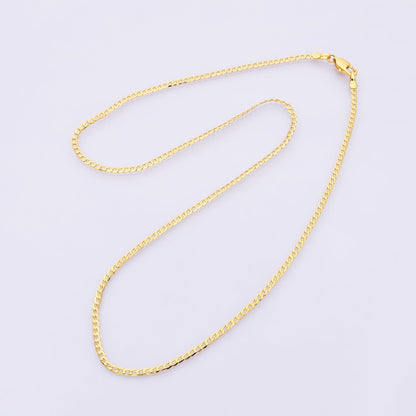 16K Gold Filled 2mm Minimalist Curb Chain 17.5 Inch Necklace | WA-04145