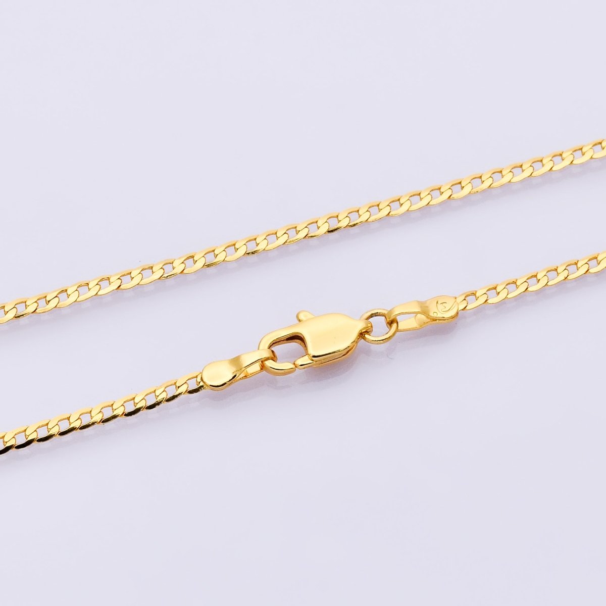 16K Gold Filled 2mm Minimalist Curb Chain 17.5 Inch Necklace | WA-04145