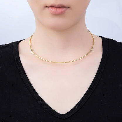 16K Gold Filled 2mm Minimalist Floating Collar Torque Necklace in Gold &amp; Silver | WA-04442 WA-04443