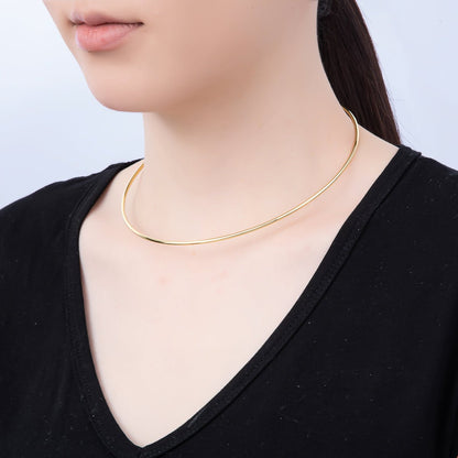 16K Gold Filled 2mm Minimalist Floating Collar Torque Necklace in Gold &amp; Silver | WA-04442 WA-04443