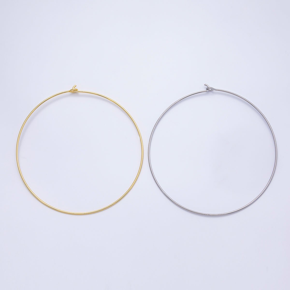 16K Gold Filled 2mm Minimalist Floating Collar Torque Necklace in Gold &amp; Silver | WA-04442 WA-04443
