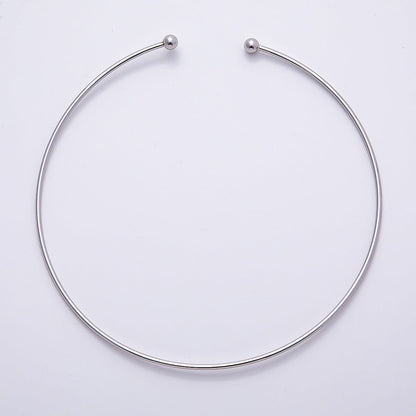 16K Gold Filled 2mm Minimalist Torque Floating Collar Necklace in Gold &amp; Silver | WA-04480 - WA-04481