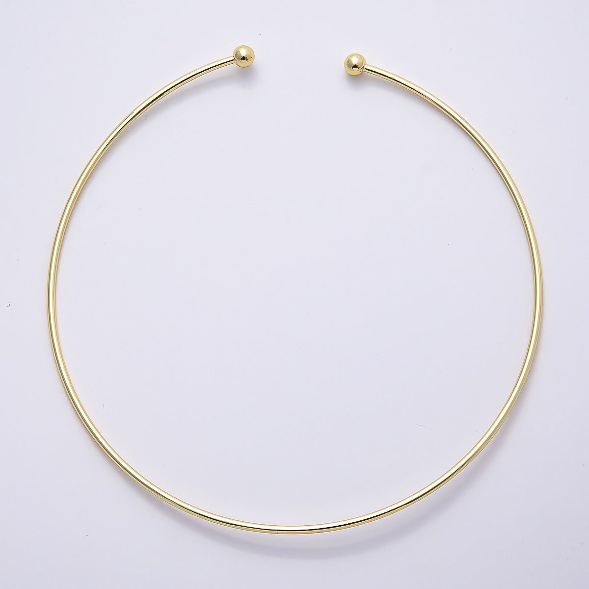 16K Gold Filled 2mm Minimalist Torque Floating Collar Necklace in Gold &amp; Silver | WA-04480 - WA-04481
