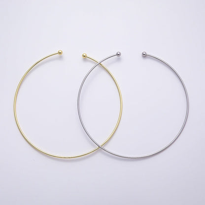 16K Gold Filled 2mm Minimalist Torque Floating Collar Necklace in Gold &amp; Silver | WA-04480 - WA-04481