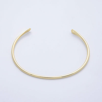 16K Gold Filled 2mm Minimalist Tube Half Cuff Bracelet Finding for Bangle Supply | WA-04458