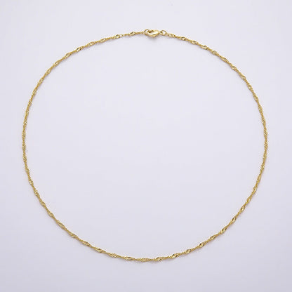 16K Gold Filled 2mm Twisted Singapore Chain 18 Inch Necklace | WA-04483