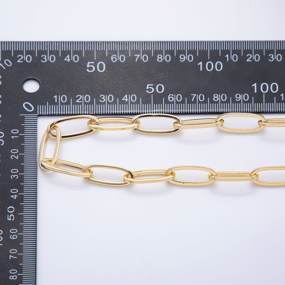 16K Gold Filled 23mm x 9mm Unfinished Big Oval Chunky Paperclip Chain by Yard | ROLL-1691