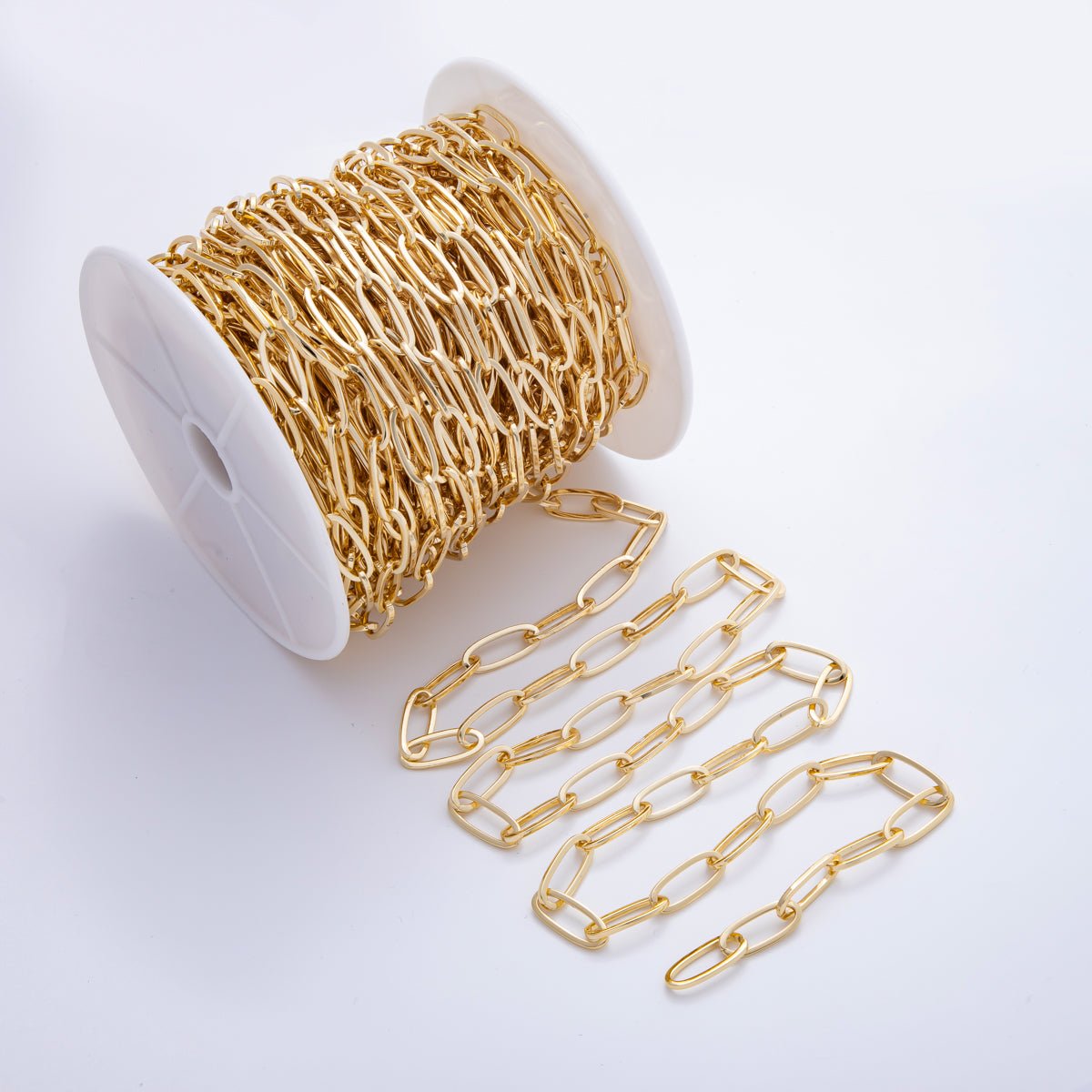 16K Gold Filled 23mm x 9mm Unfinished Big Oval Chunky Paperclip Chain by Yard | ROLL-1691